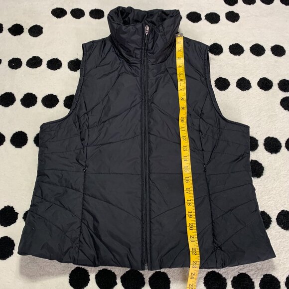 Kenneth Cole Reaction Down Filled Puffer Vest Womens L Black Full Zip Lined - Picture 8 of 8